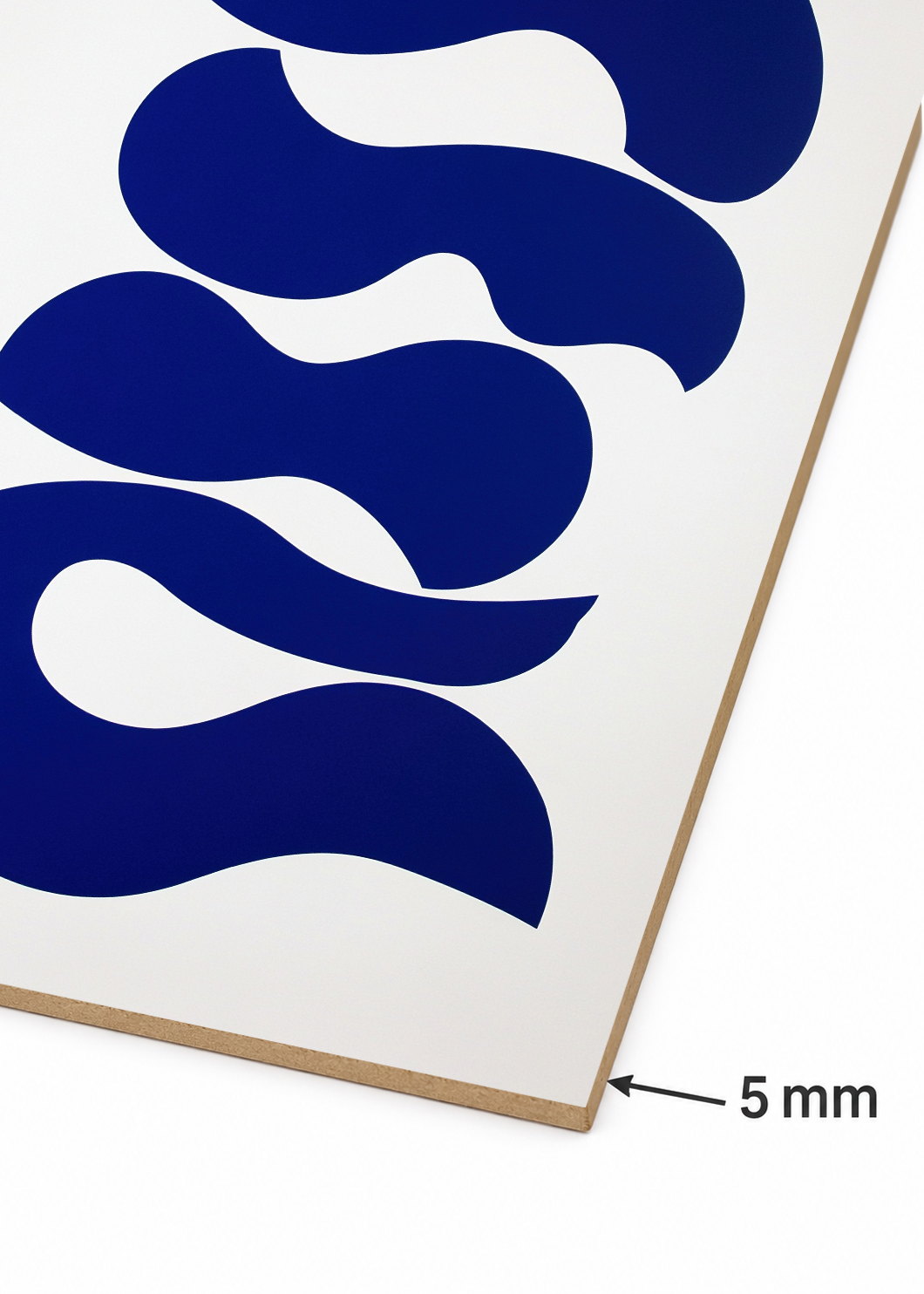 Cuadro Decorativo Mural Sin Marco 5mm - Trendy, Onda Azul Cobalto Blanco