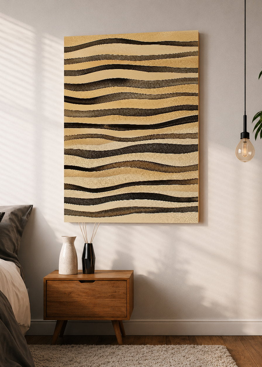 Cuadro Decorativo Mural Sin Marco 5mm - Trendy, Ondas Madera Marrón