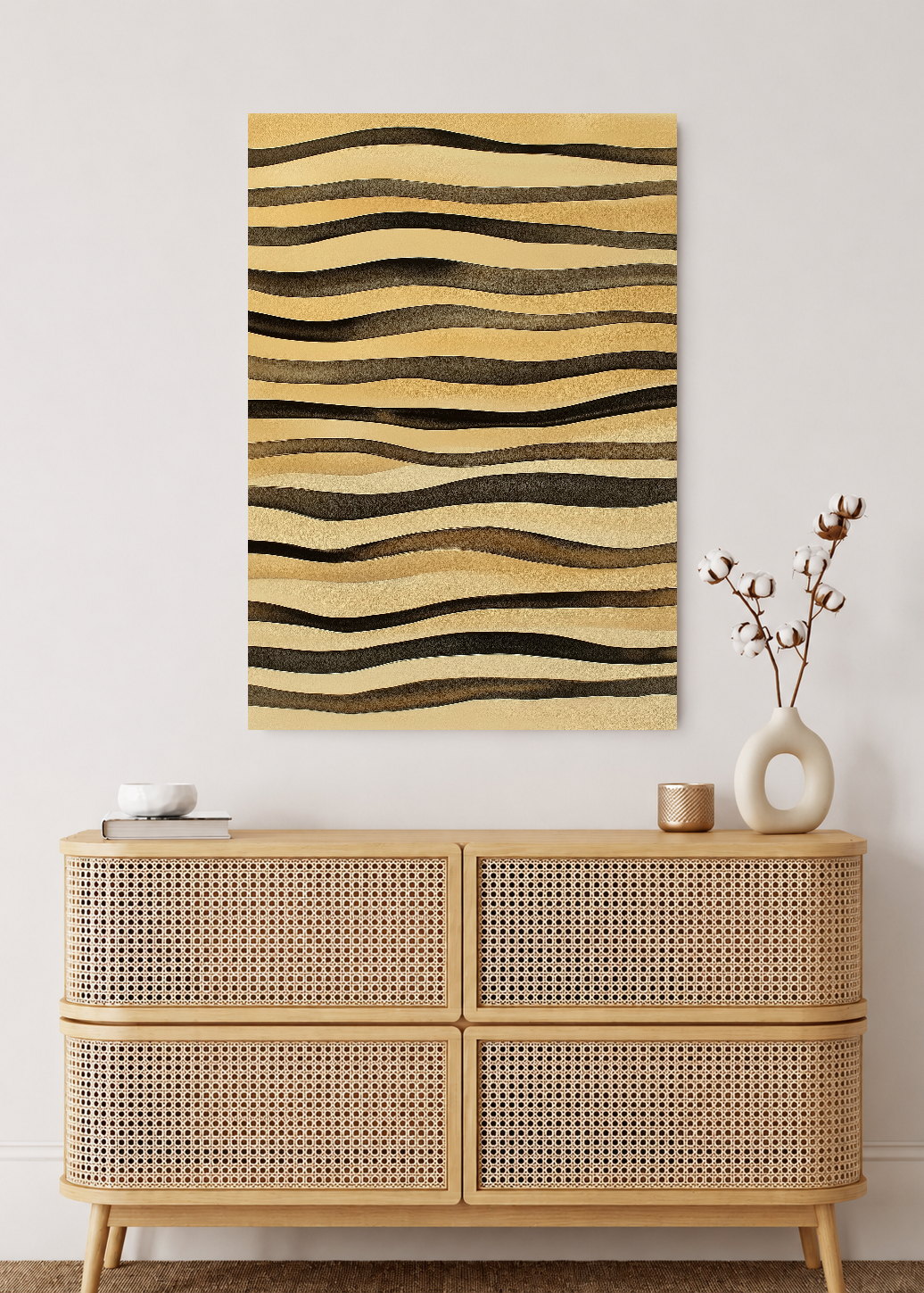 Cuadro Decorativo Mural Sin Marco 5mm - Trendy, Ondas Madera Marrón