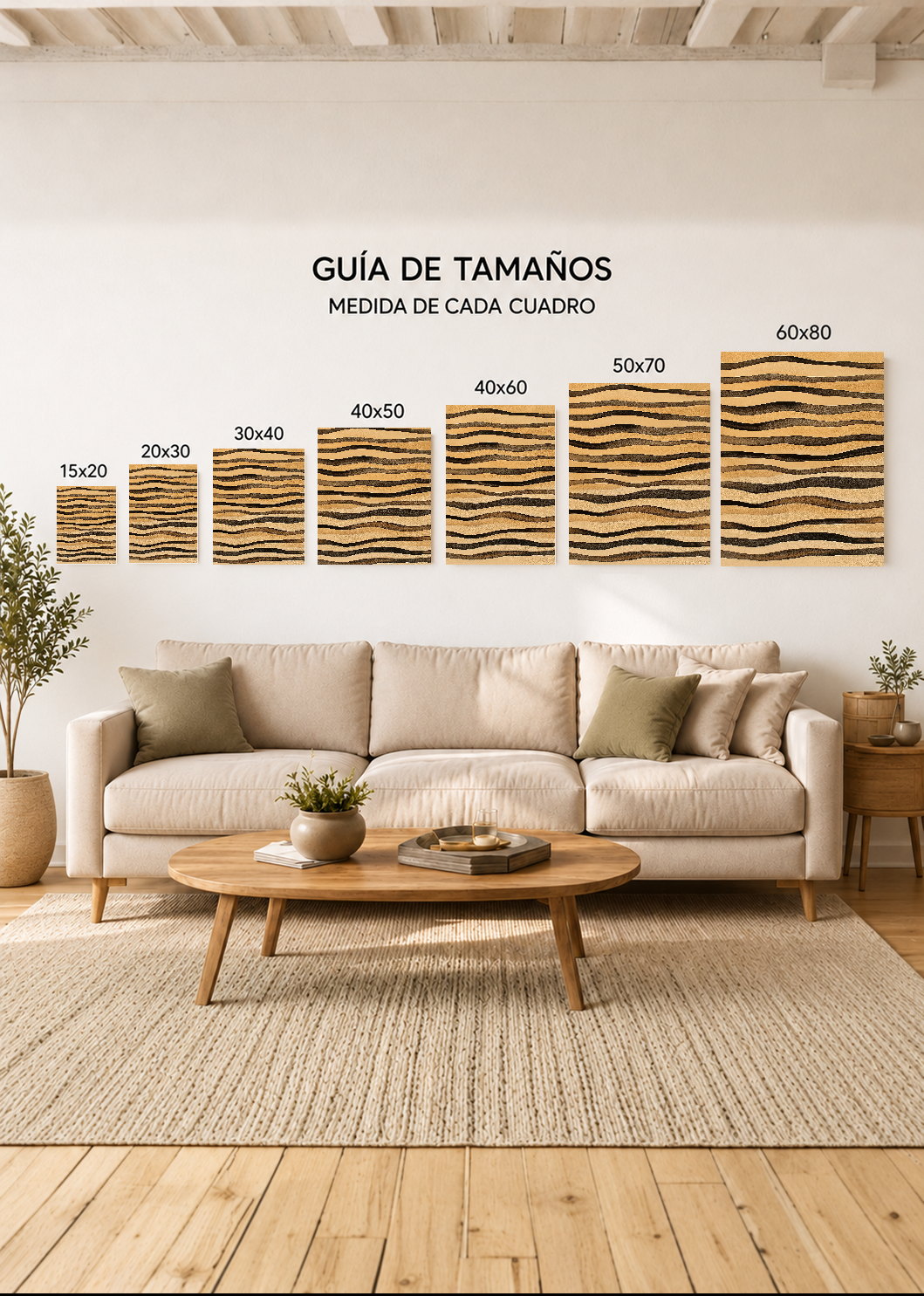 Cuadro Decorativo Mural Sin Marco 5mm - Trendy, Ondas Madera Marrón