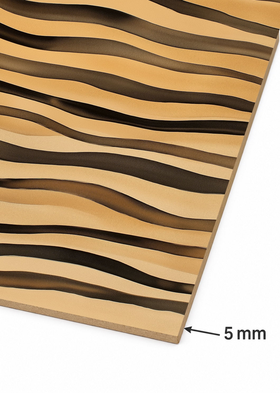Cuadro Decorativo Mural Sin Marco 5mm - Trendy, Ondas Madera Marrón