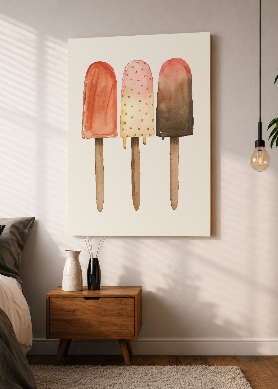 Cuadro Decorativo Mural Sin Marco 5mm - Trendy, Paletas Helado Tres Crema