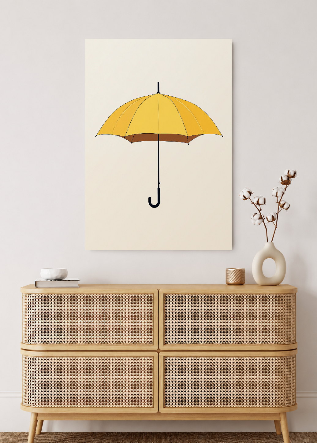 Cuadro Decorativo Mural Sin Marco 5mm - Trendy, Paraguas Amarillo Crema