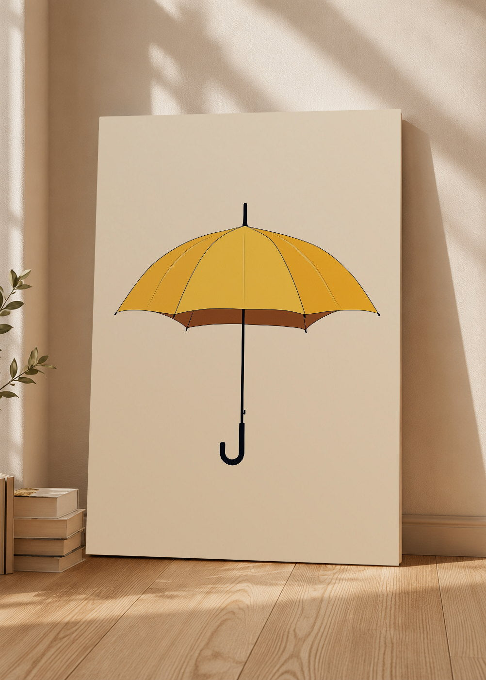 Cuadro Decorativo Mural Sin Marco 5mm - Trendy, Paraguas Amarillo Crema