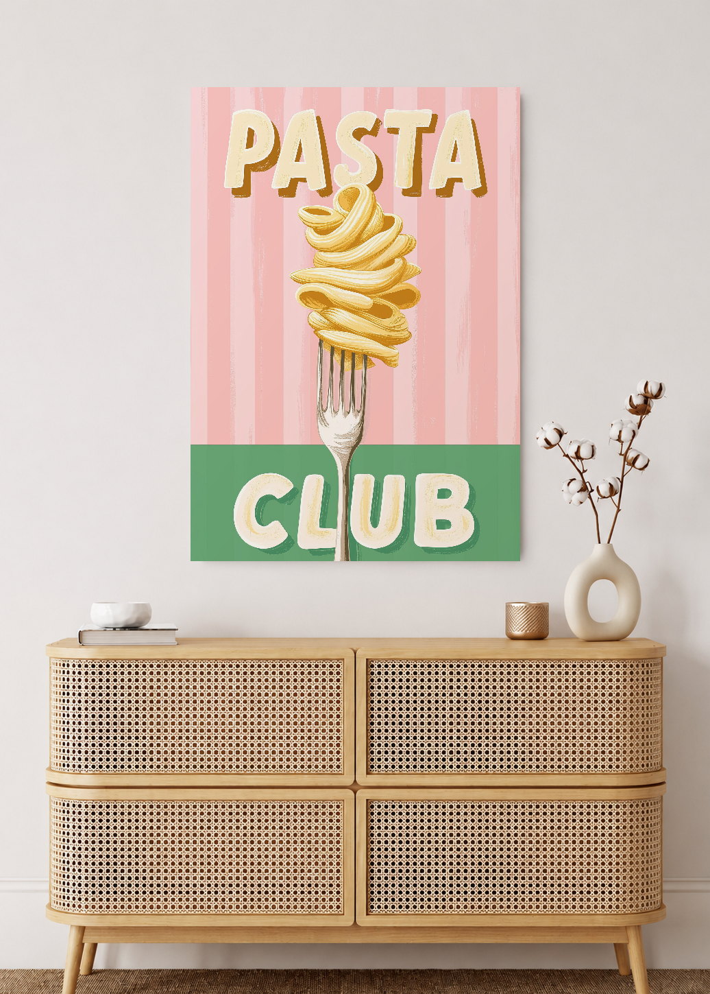 Cuadro Decorativo Mural Sin Marco 5mm - Trendy, Pasta Club Tenedor Verde