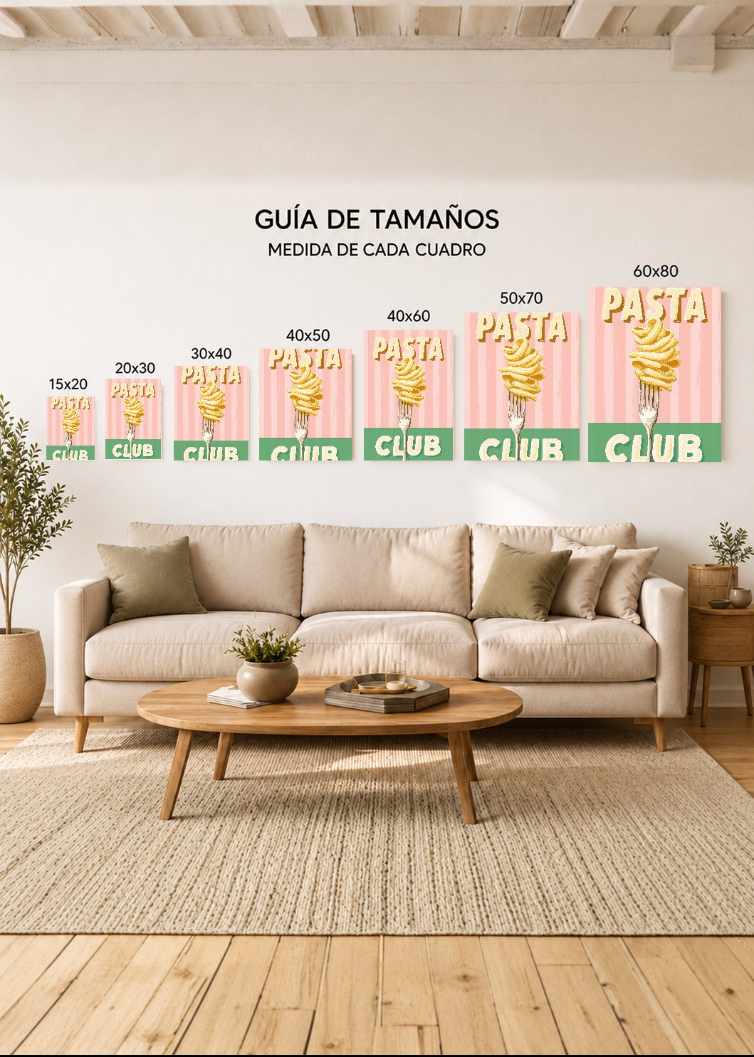 Cuadro Decorativo Mural Sin Marco 5mm - Trendy, Pasta Club Tenedor Verde