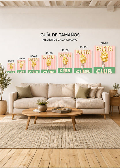 Cuadro Decorativo Mural Sin Marco 5mm - Trendy, Pasta Club Tenedor Verde