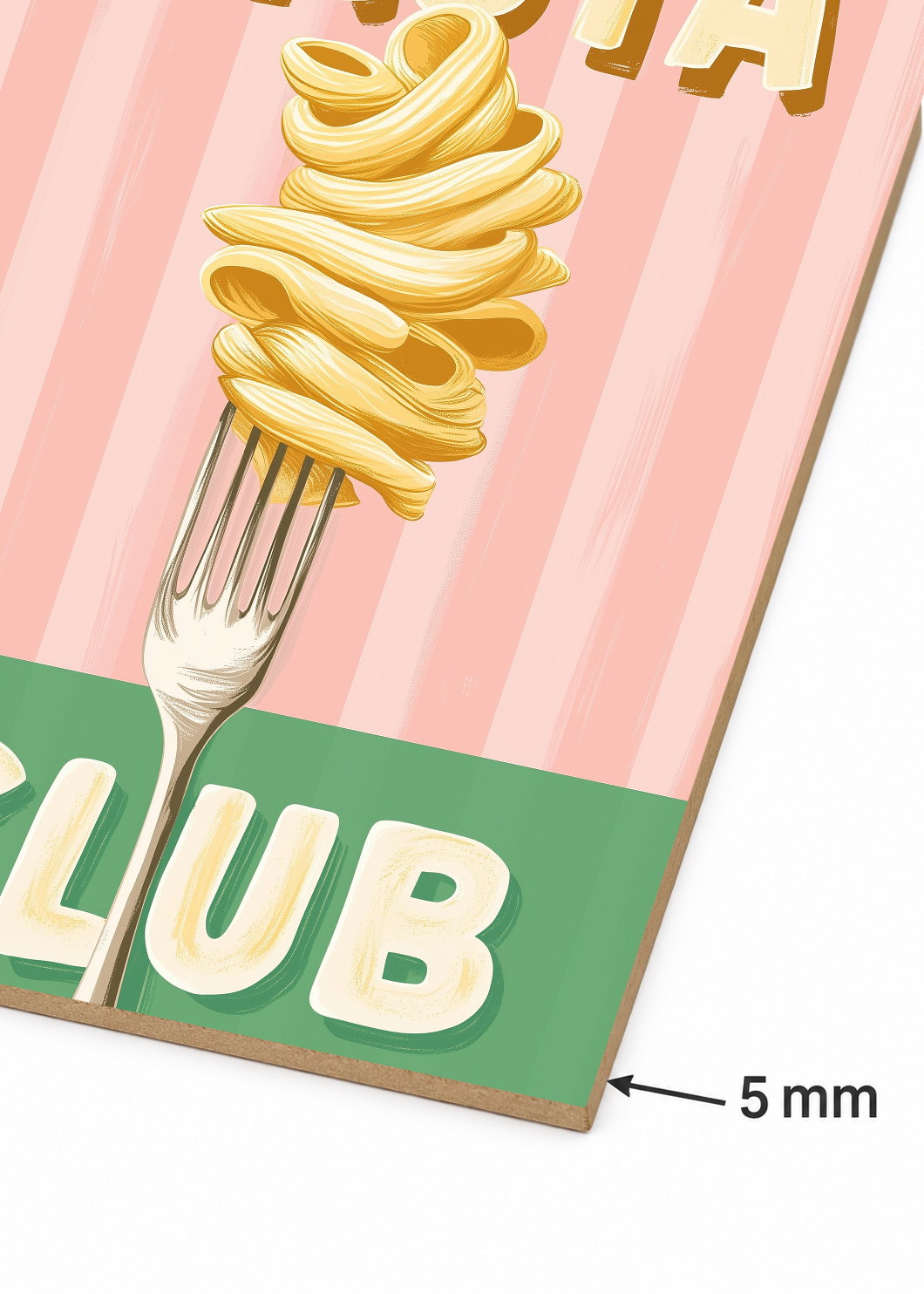 Cuadro Decorativo Mural Sin Marco 5mm - Trendy, Pasta Club Tenedor Verde
