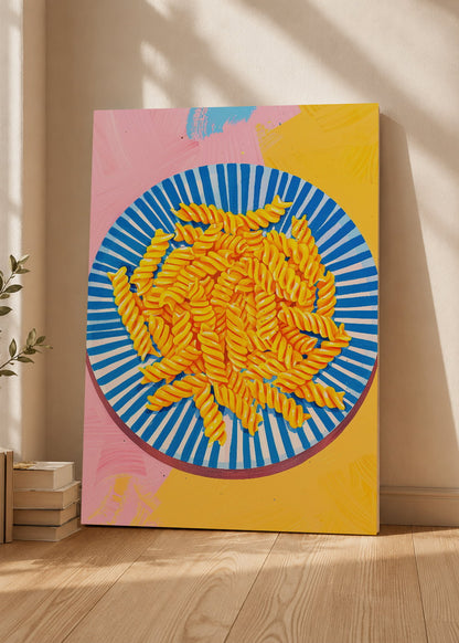Cuadro Decorativo Mural Sin Marco 5mm - Trendy, Pasta Plato Rayas Azul