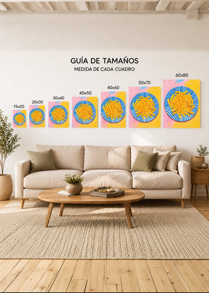 Cuadro Decorativo Mural Sin Marco 5mm - Trendy, Pasta Plato Rayas Azul
