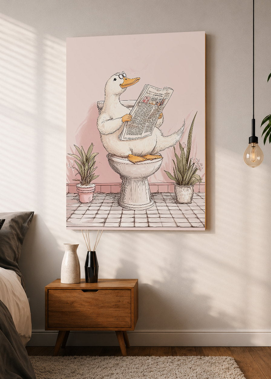 Cuadro Decorativo Mural Sin Marco 5mm - Trendy, Pato Diario Baño Rosa