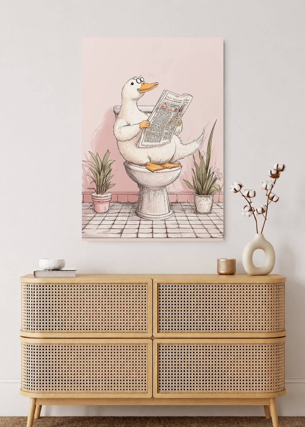Cuadro Decorativo Mural Sin Marco 5mm - Trendy, Pato Diario Baño Rosa