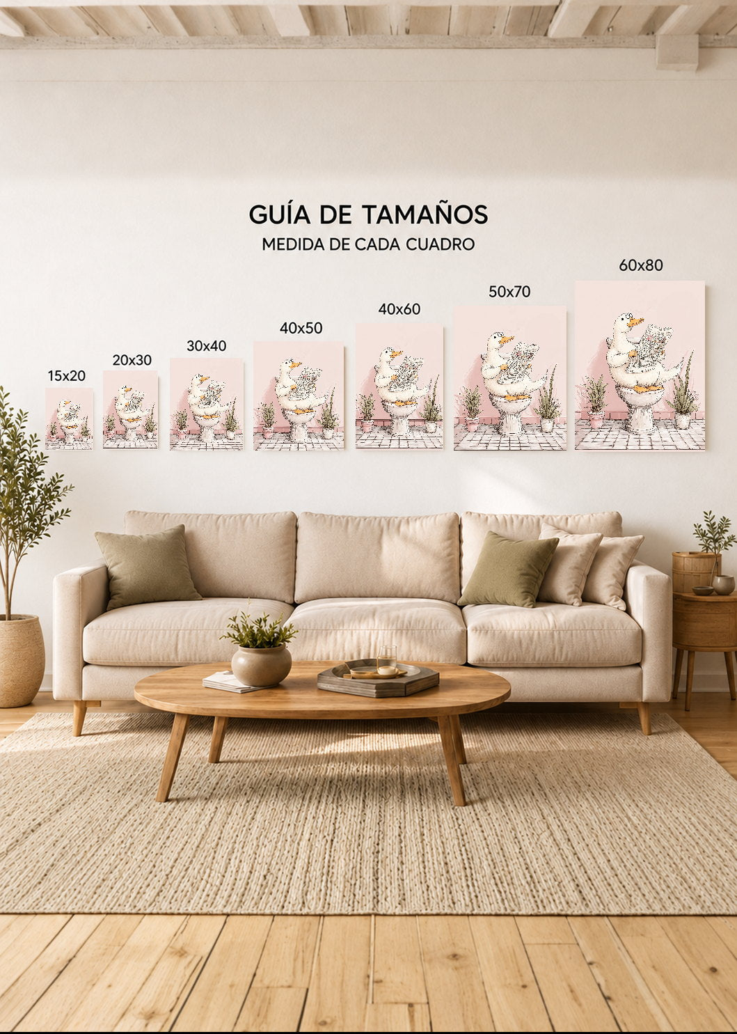 Cuadro Decorativo Mural Sin Marco 5mm - Trendy, Pato Diario Baño Rosa