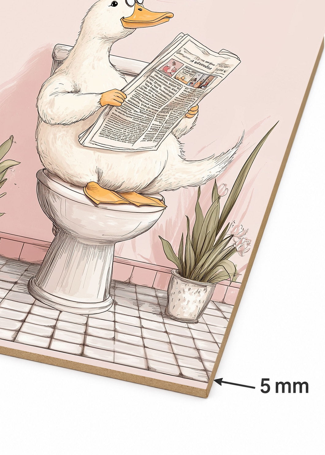 Cuadro Decorativo Mural Sin Marco 5mm - Trendy, Pato Diario Baño Rosa