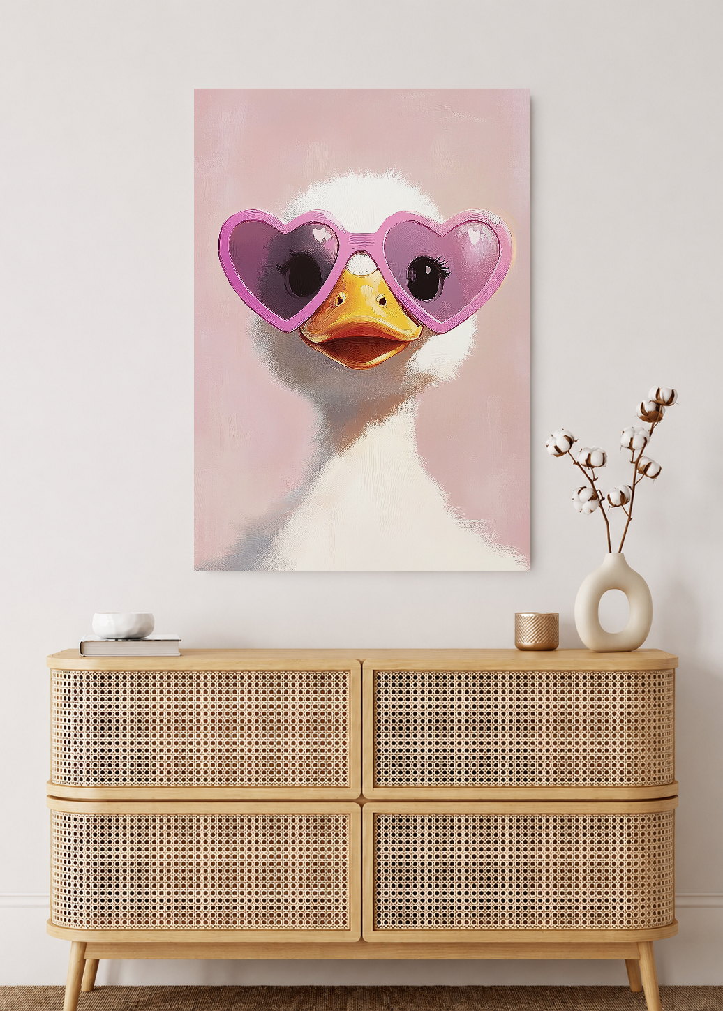 Cuadro Decorativo Mural Sin Marco 5mm - Trendy, Pato Lentes Corazón Rosa