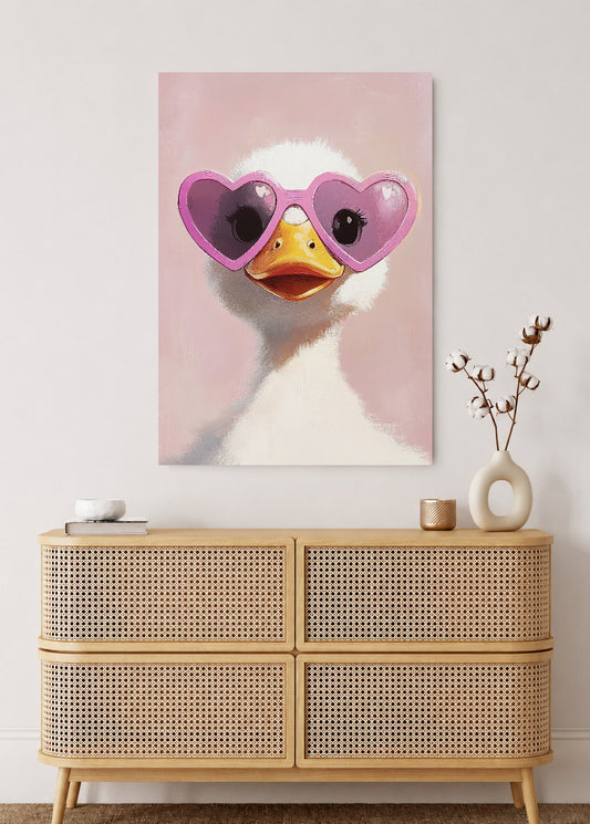 Cuadro Decorativo Mural Sin Marco 5mm - Trendy, Pato Lentes Corazón Rosa