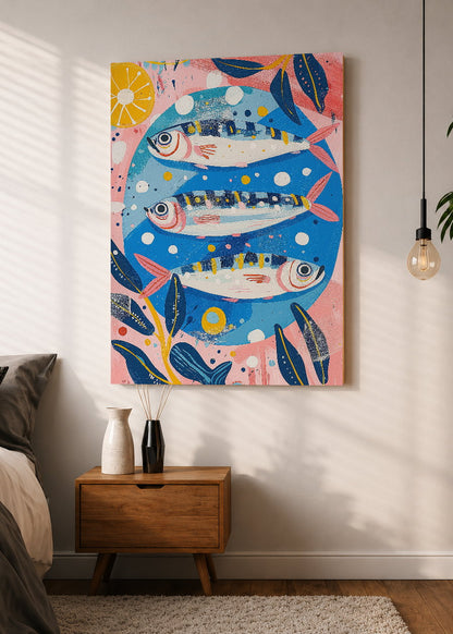 Cuadro Decorativo Mural Sin Marco 5mm - Trendy, Peces Azul Rosa Decorativo