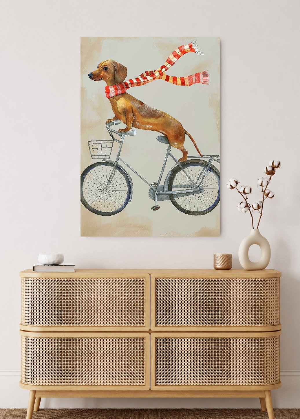 Cuadro Decorativo Mural Sin Marco 5mm - Trendy, Perro Salchicha Bicicleta