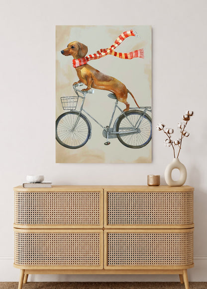 Cuadro Decorativo Mural Sin Marco 5mm - Trendy, Perro Salchicha Bicicleta