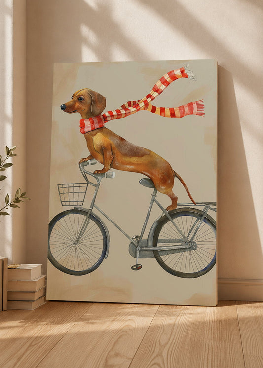 Cuadro Decorativo Mural Sin Marco 5mm - Trendy, Perro Salchicha Bicicleta