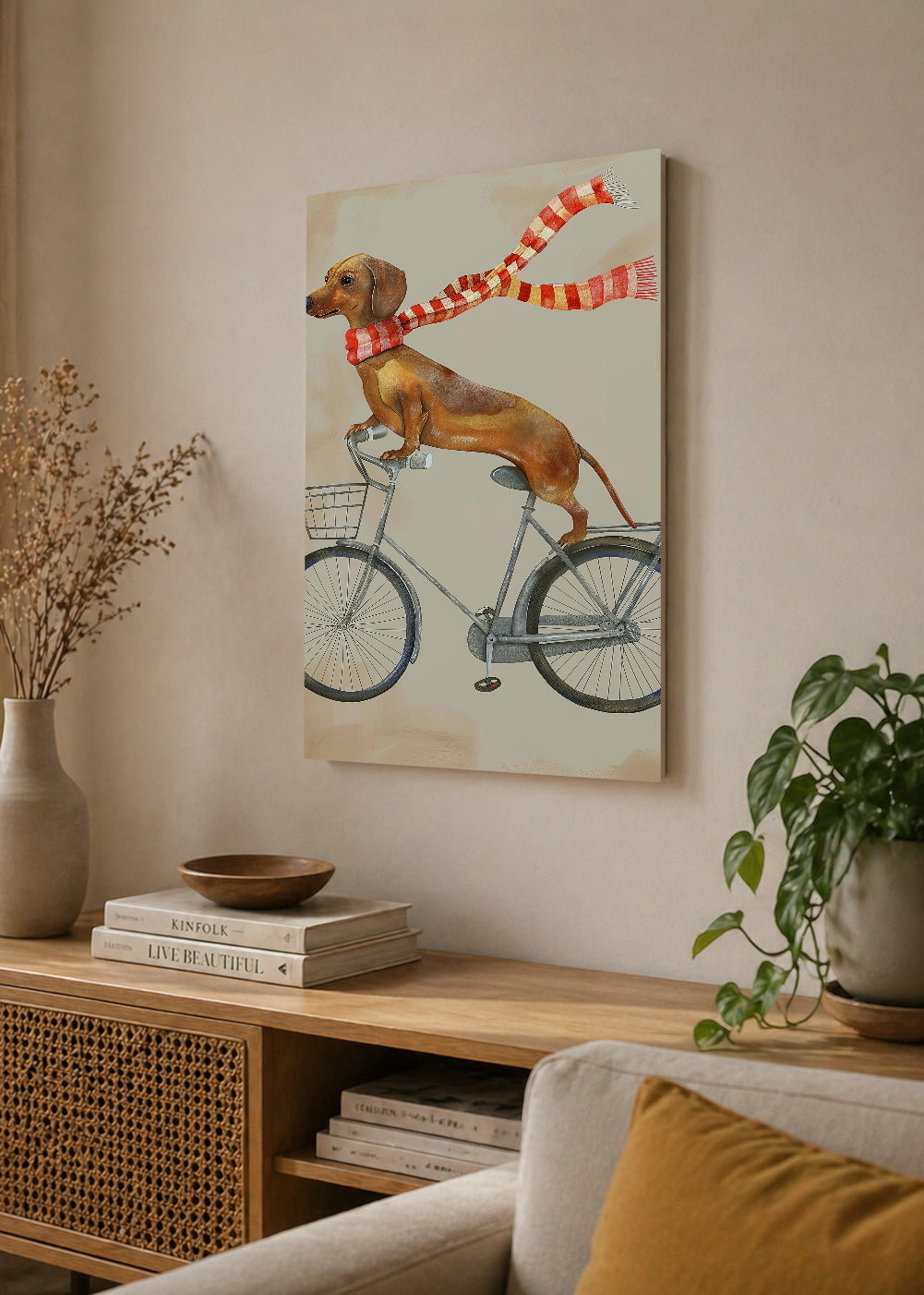 Cuadro Decorativo Mural Sin Marco 5mm - Trendy, Perro Salchicha Bicicleta
