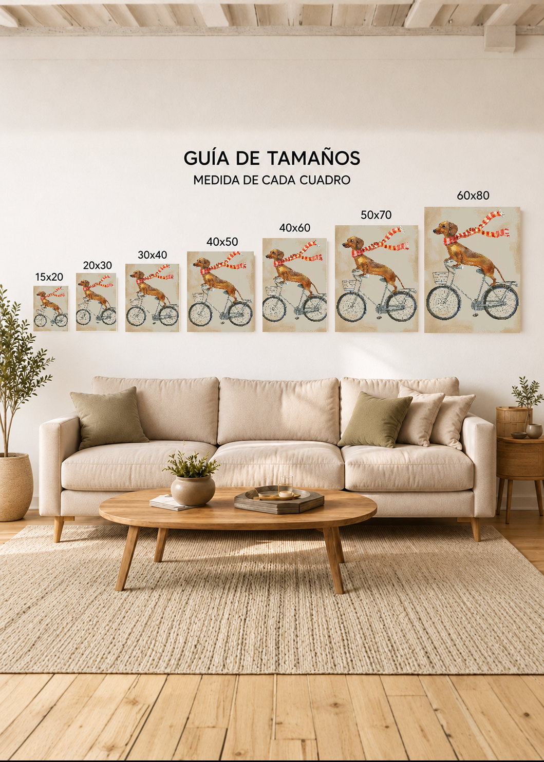 Cuadro Decorativo Mural Sin Marco 5mm - Trendy, Perro Salchicha Bicicleta