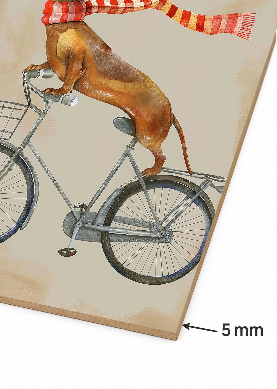 Cuadro Decorativo Mural Sin Marco 5mm - Trendy, Perro Salchicha Bicicleta