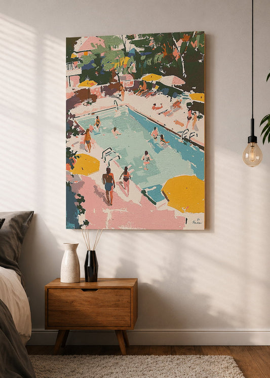 Cuadro Decorativo Mural Sin Marco 5mm - Trendy, Pileta Vintage Rosa Verano