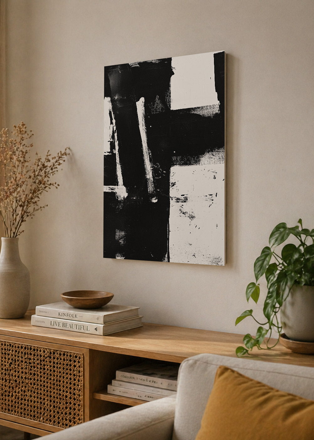 Cuadro Decorativo Mural Sin Marco 5mm - Trendy, Pinceladas Negras Abstracto I