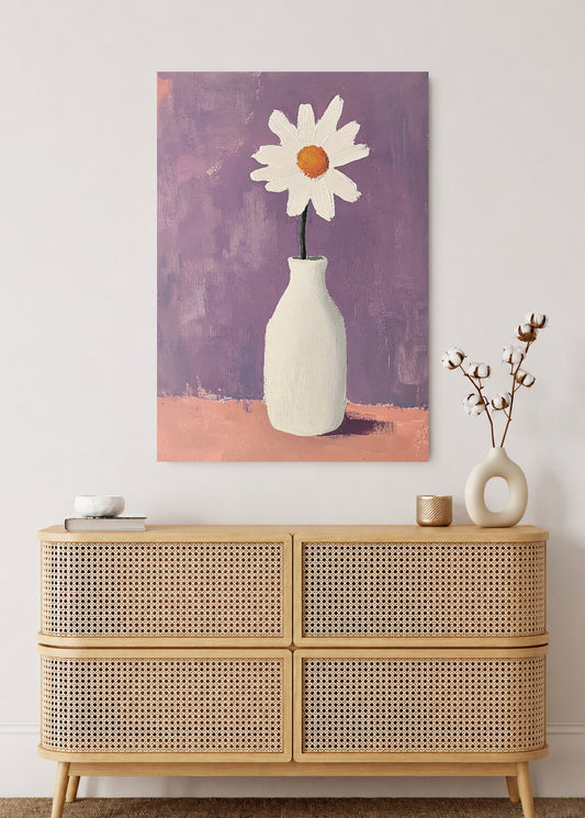 Cuadro Decorativo Mural Sin Marco 5mm - Trendy, Planta Líneas Blancas Rosa