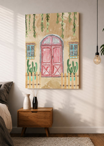 Cuadro Decorativo Mural Sin Marco 5mm - Trendy, Puerta Rosa Cactus