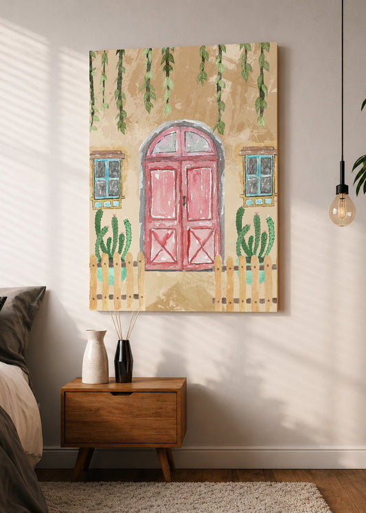 Cuadro Decorativo Mural Sin Marco 5mm - Trendy, Puerta Rosa Cactus