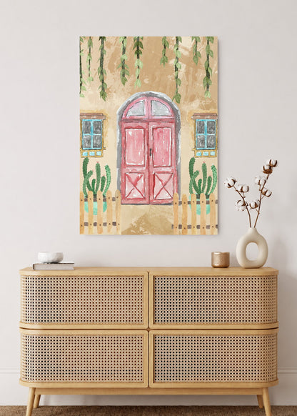 Cuadro Decorativo Mural Sin Marco 5mm - Trendy, Puerta Rosa Cactus