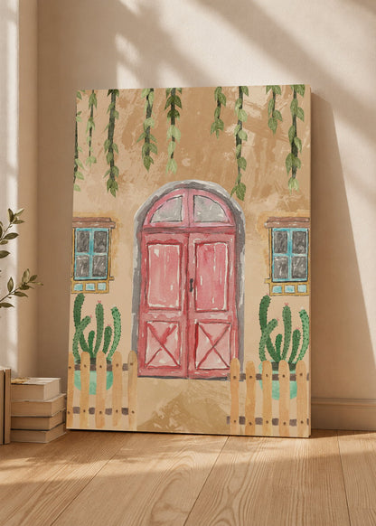 Cuadro Decorativo Mural Sin Marco 5mm - Trendy, Puerta Rosa Cactus