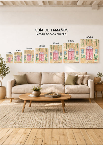 Cuadro Decorativo Mural Sin Marco 5mm - Trendy, Puerta Rosa Cactus