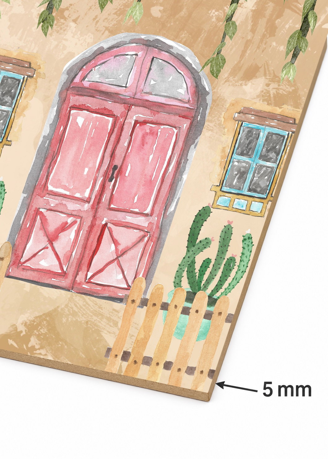 Cuadro Decorativo Mural Sin Marco 5mm - Trendy, Puerta Rosa Cactus