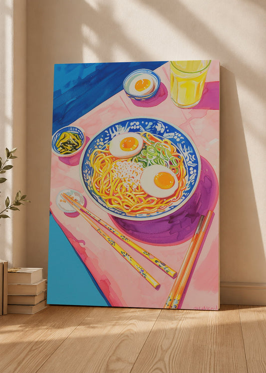 Cuadro Decorativo Mural Sin Marco 5mm - Trendy, Ramen Huevo Mesa Rosa