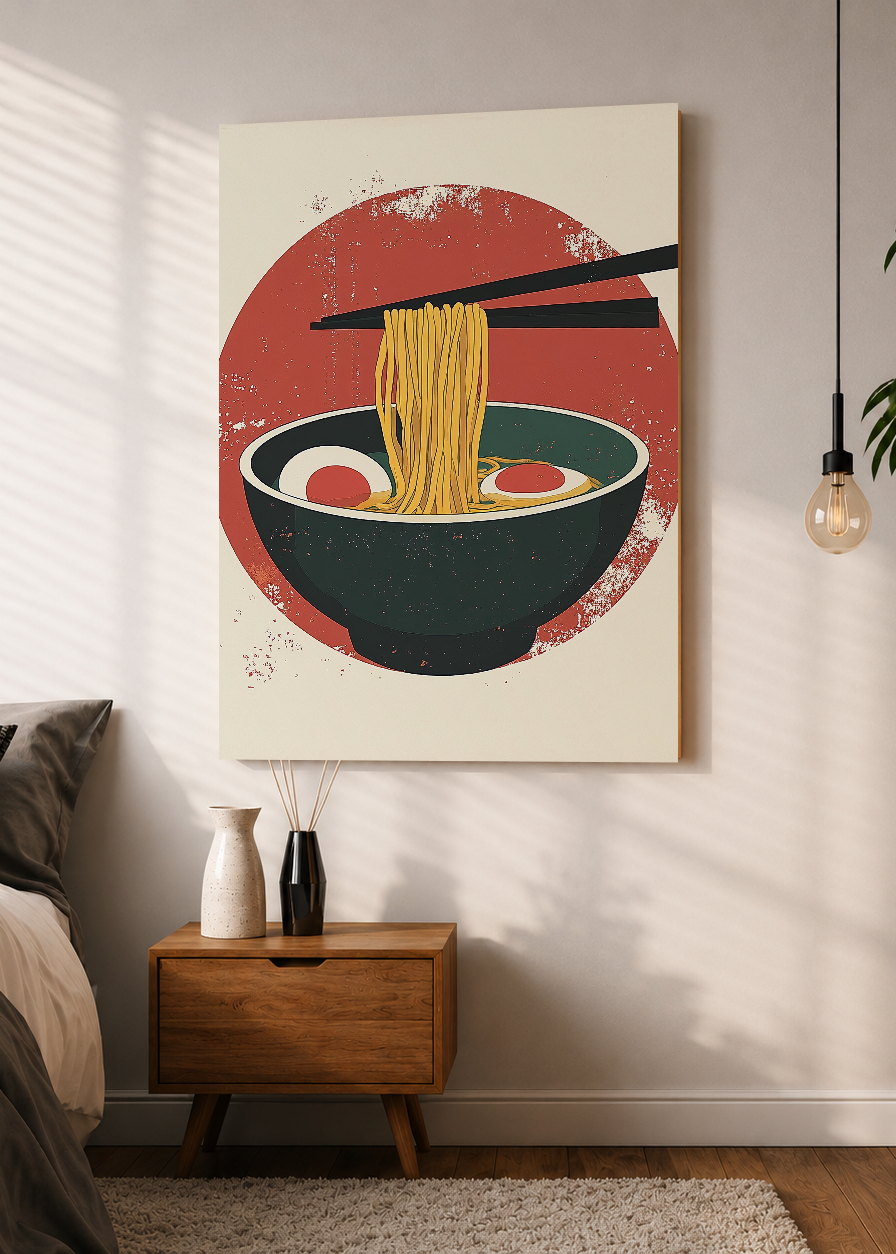 Cuadro Decorativo Mural Sin Marco 5mm - Trendy, Ramen Sol Rojo Minimal