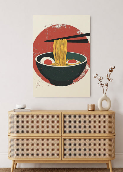 Cuadro Decorativo Mural Sin Marco 5mm - Trendy, Ramen Sol Rojo Minimal