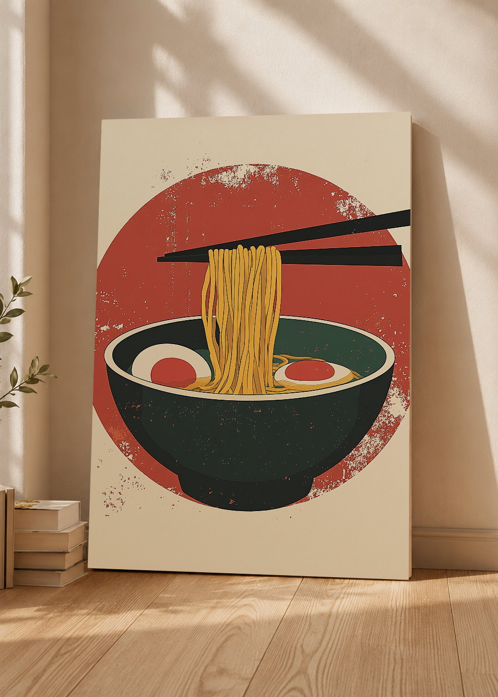 Cuadro Decorativo Mural Sin Marco 5mm - Trendy, Ramen Sol Rojo Minimal