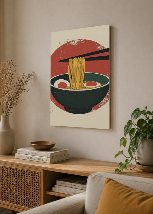 Cuadro Decorativo Mural Sin Marco 5mm - Trendy, Ramen Sol Rojo Minimal