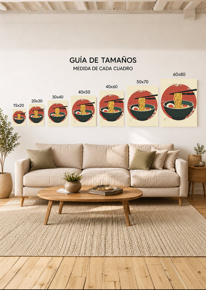 Cuadro Decorativo Mural Sin Marco 5mm - Trendy, Ramen Sol Rojo Minimal