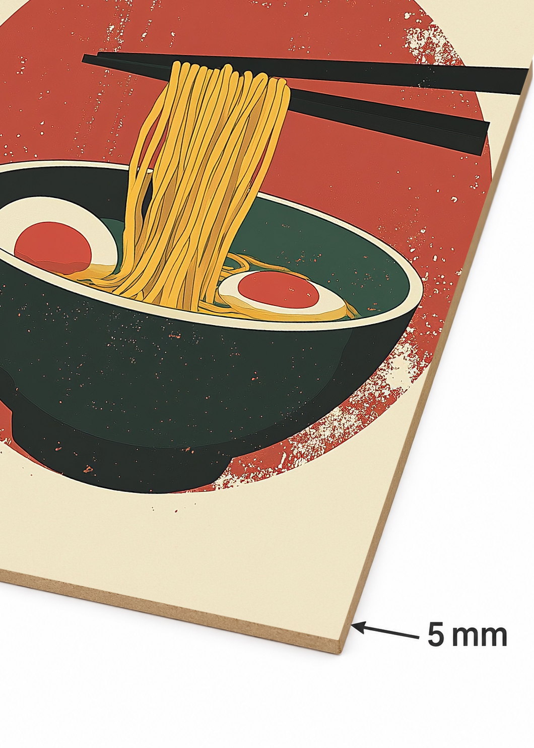 Cuadro Decorativo Mural Sin Marco 5mm - Trendy, Ramen Sol Rojo Minimal