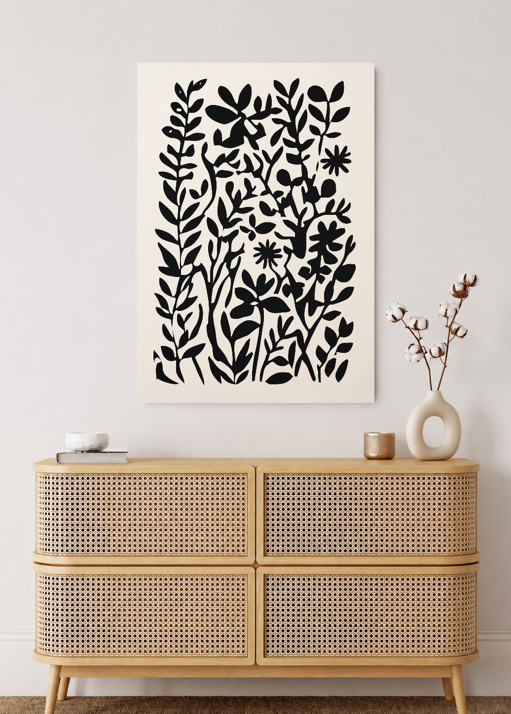 Cuadro Decorativo Mural Sin Marco 5mm - Trendy, Ramo Flores Mantel Rayas Rosa