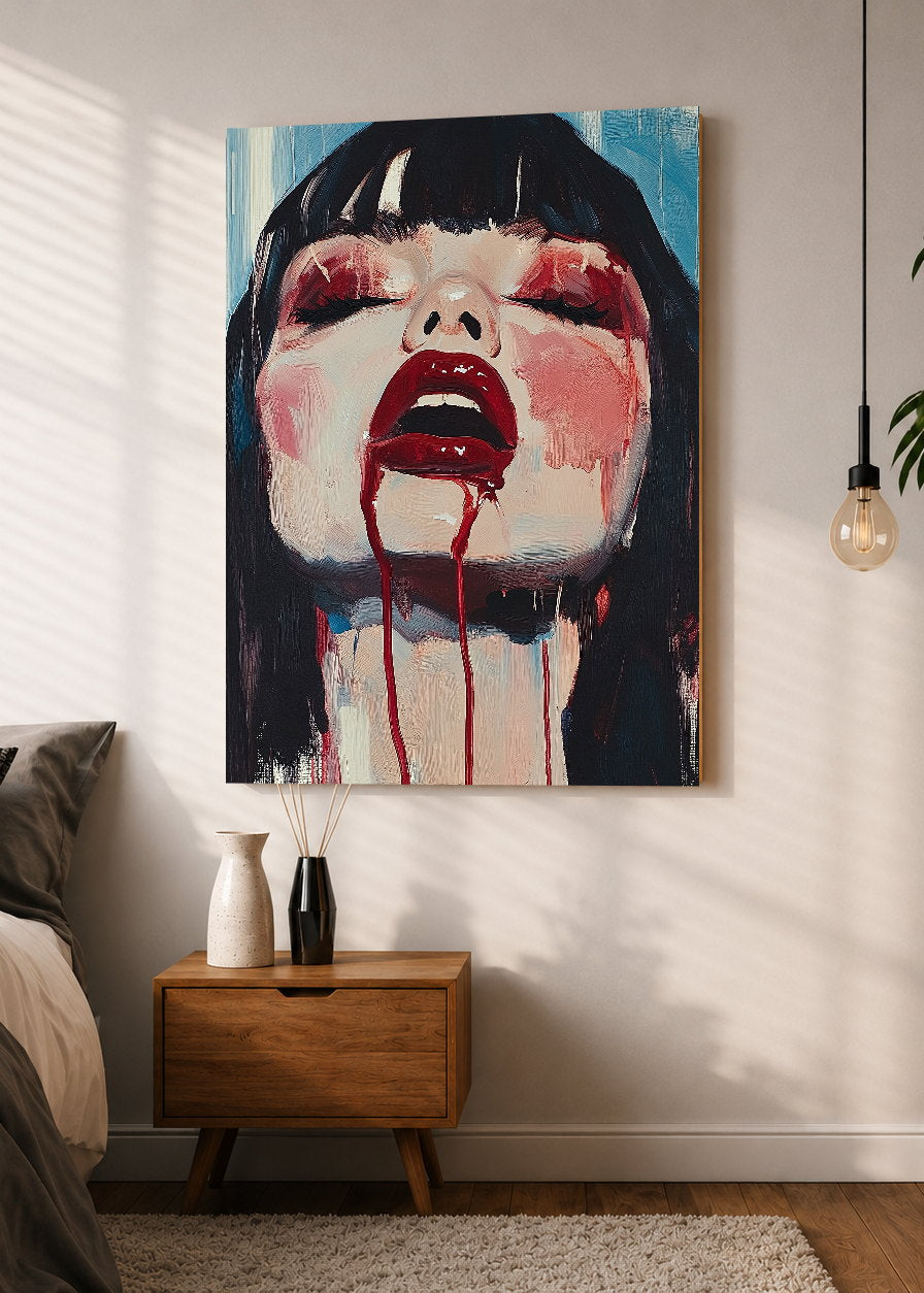 Cuadro Decorativo Mural Sin Marco 5mm - Trendy, Retrato Flequillo Rojo Dramático