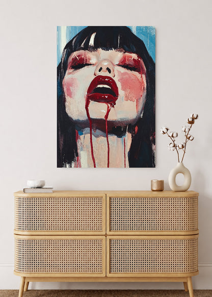 Cuadro Decorativo Mural Sin Marco 5mm - Trendy, Retrato Flequillo Rojo Dramático