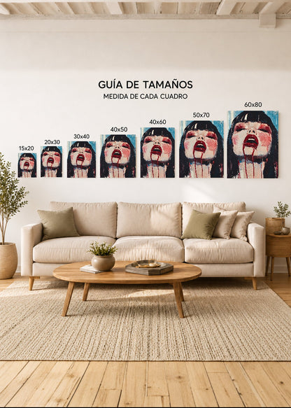 Cuadro Decorativo Mural Sin Marco 5mm - Trendy, Retrato Flequillo Rojo Dramático