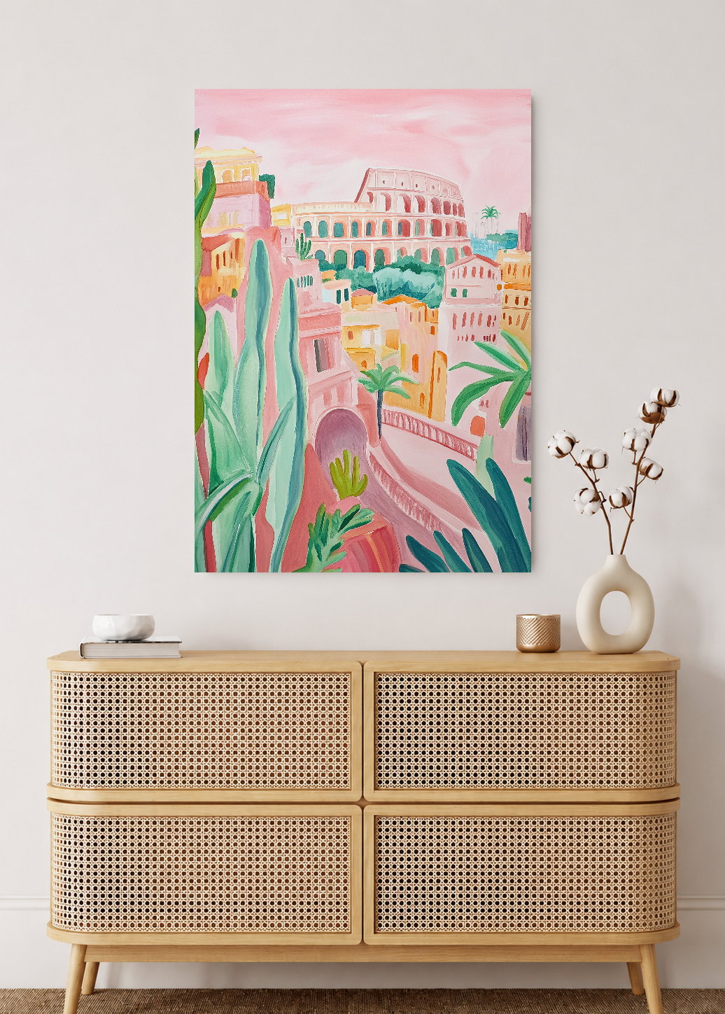 Cuadro Decorativo Mural Sin Marco 5mm - Trendy, Ruinas Romanas Rosa Verde