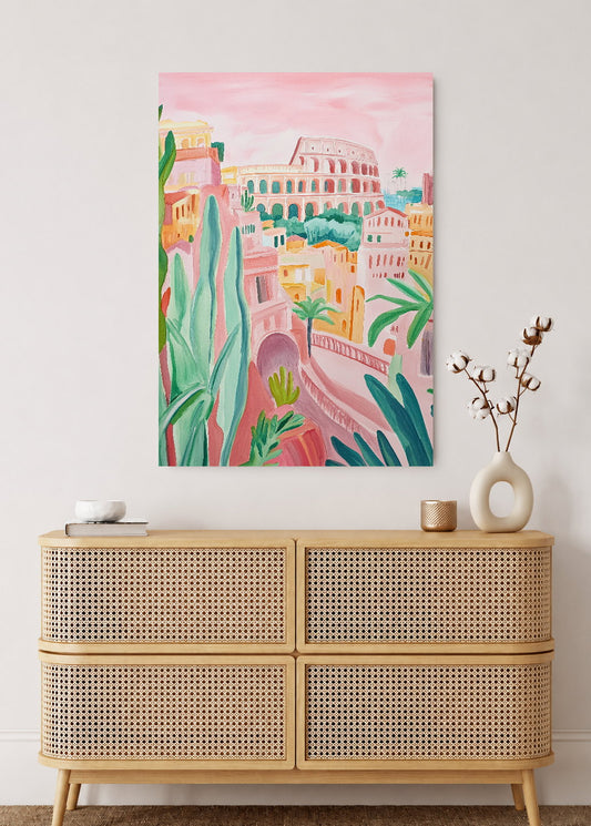 Cuadro Decorativo Mural Sin Marco 5mm - Trendy, Ruinas Romanas Rosa Verde