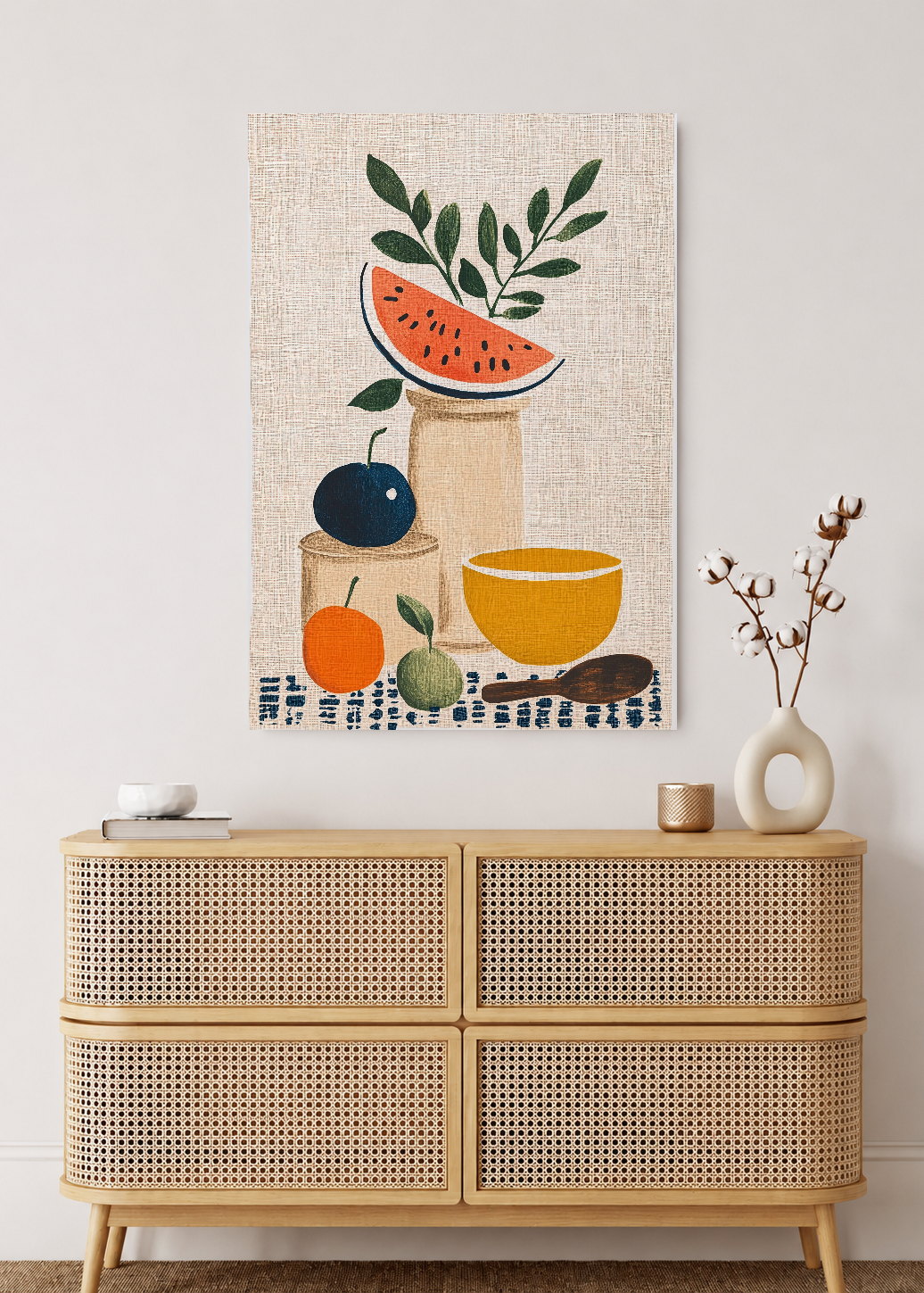 Cuadro Decorativo Mural Sin Marco 5mm - Trendy, Sandia Frutas Lino Beige